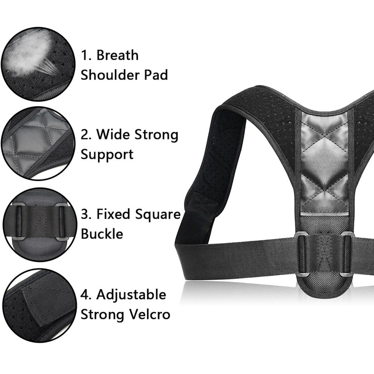 Adjustable Back Posture Corrector for Men and Women. Clavicle Support, Spine Back Shoulder Lumbar Brace Support and Posture Correction, Prevents Slouching